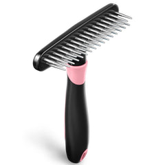 DOGI dog rake pink handle close-up for gentle grooming and reduced shedding