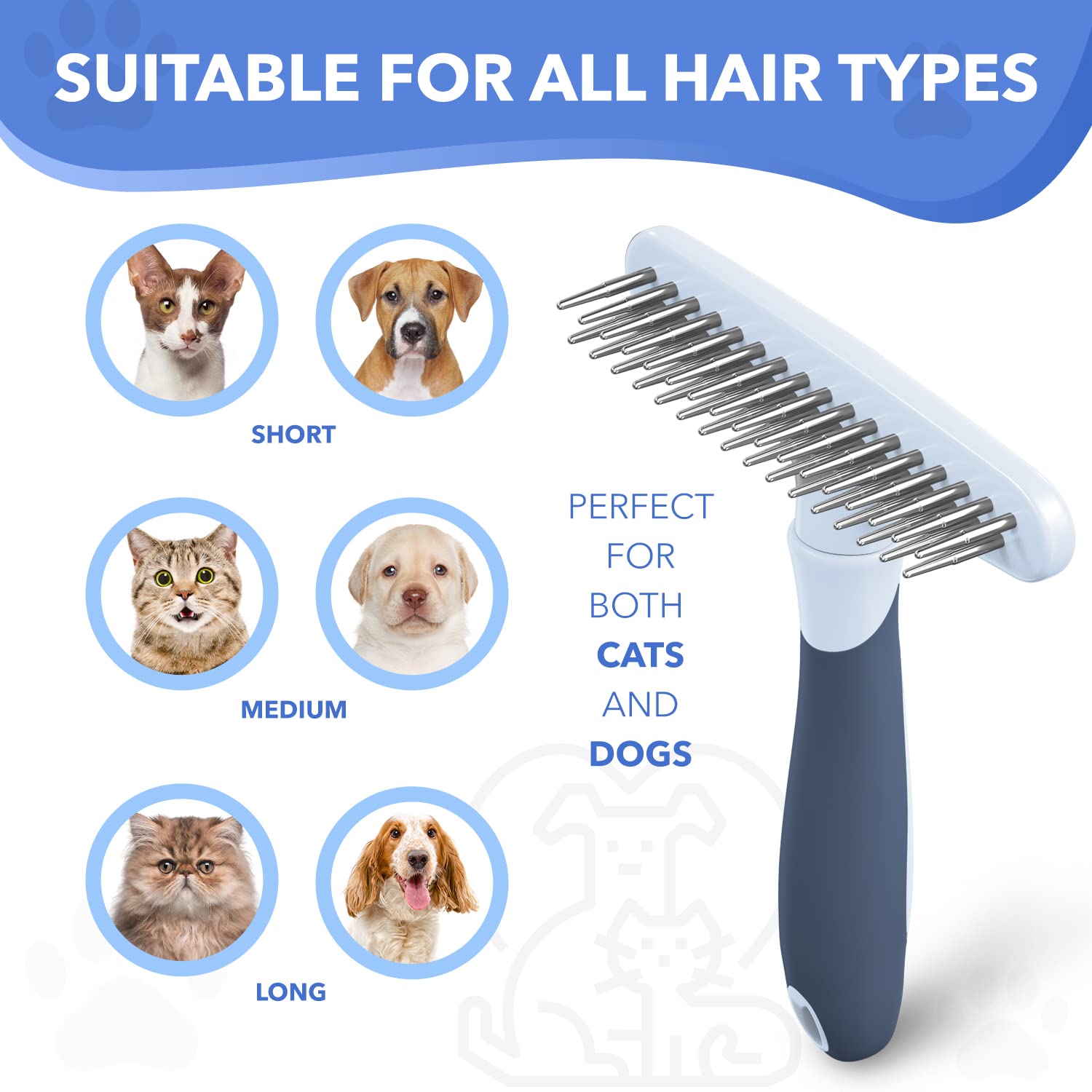 DOGI grooming brush removes mats and reduces shedding in pets.