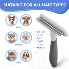 DOGI shedding-reduction demo dog image highlights potential hair reduction after brushing