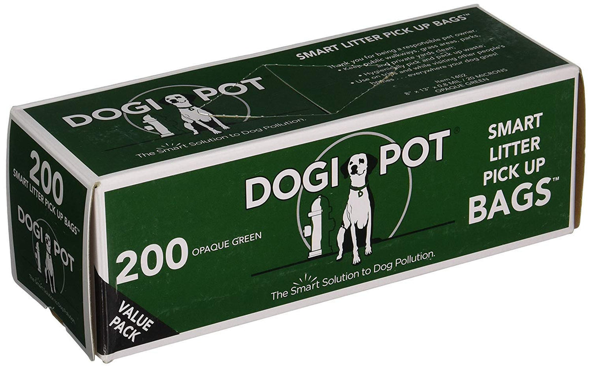 Dogipot litter bags 200-bags 2-pack packaging view for convenient on-the-go waste pickup.