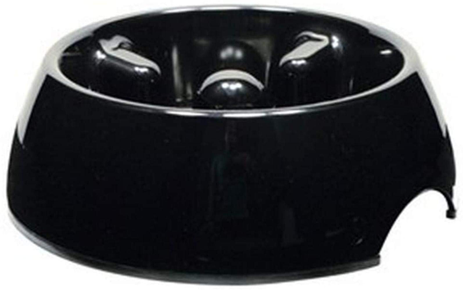 Dogit Go Slow bowl side view in black reduces fast gulping during meals