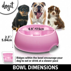Dogit Go Slow Dish pink non-slip base keeps the bowl steady during meals.