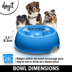 Dogit slow feeder bowl blue large side profile displays durable construction.
