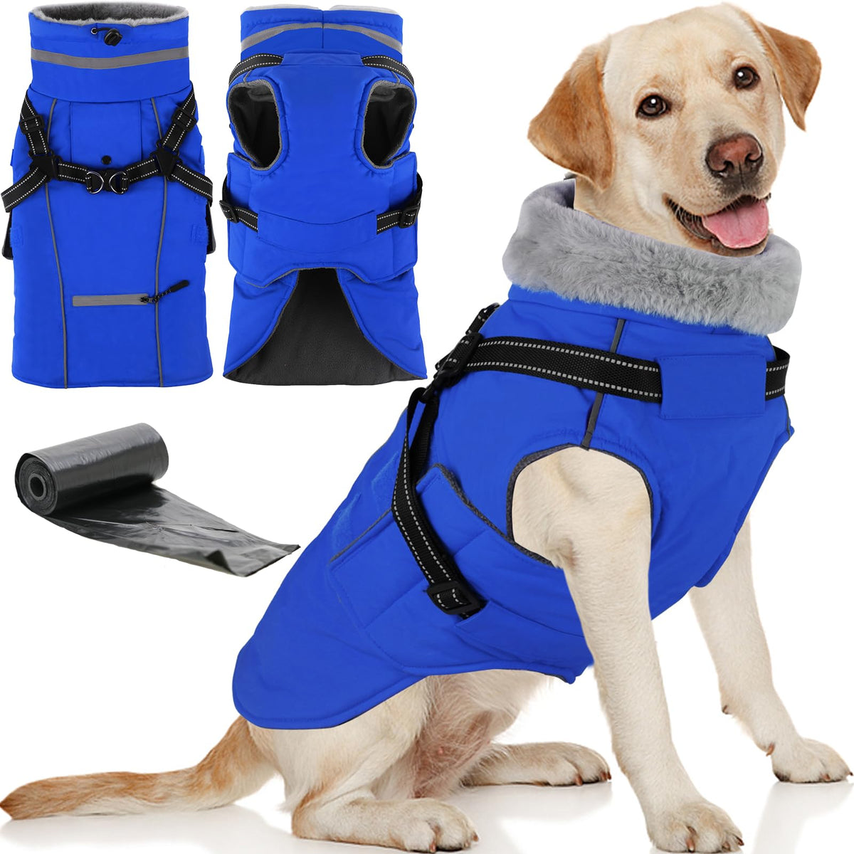 Doglay 2 in 1 coat and built-in harness keeps dogs secure on walks.