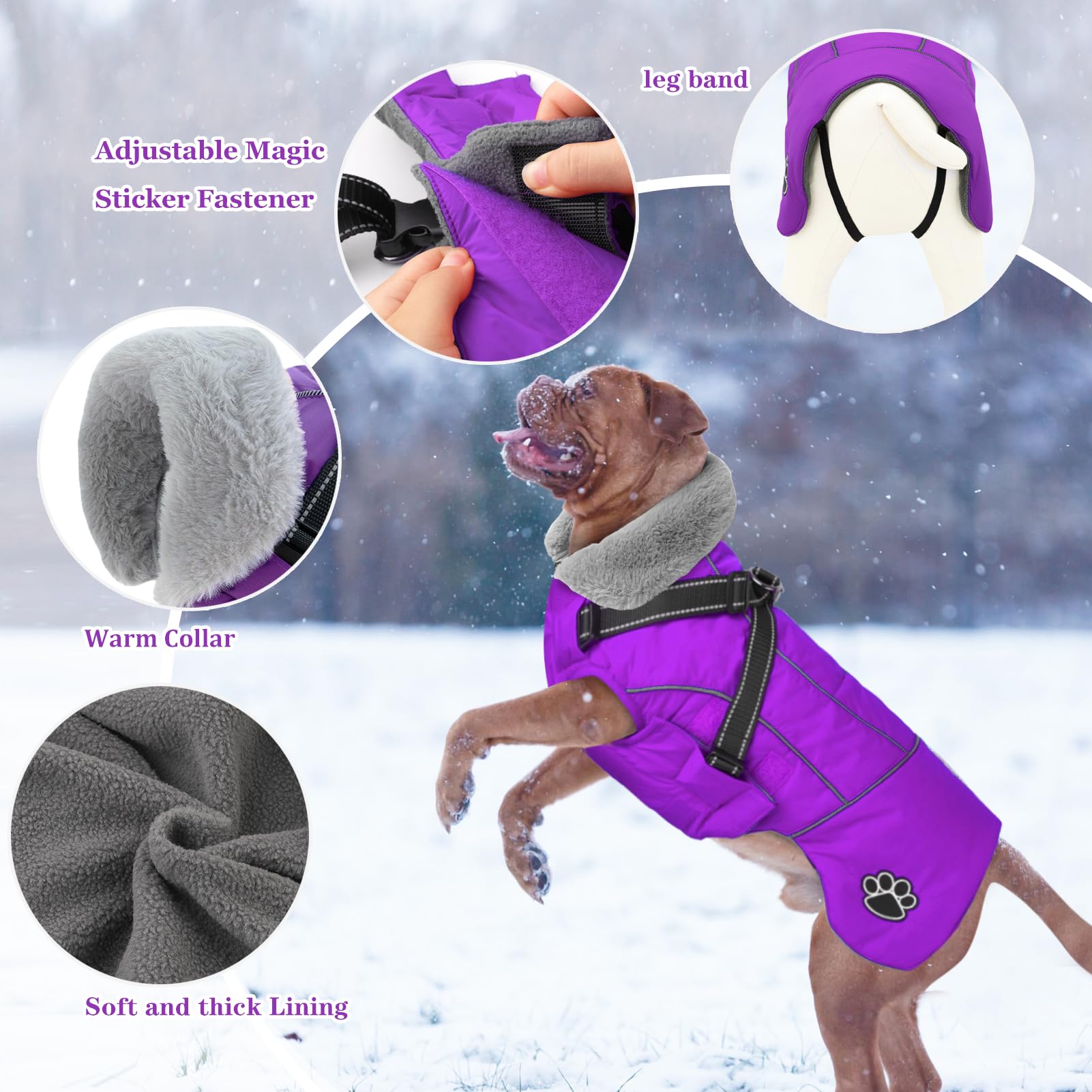 Doglay coat with adjustable magic stickers for quick on-off