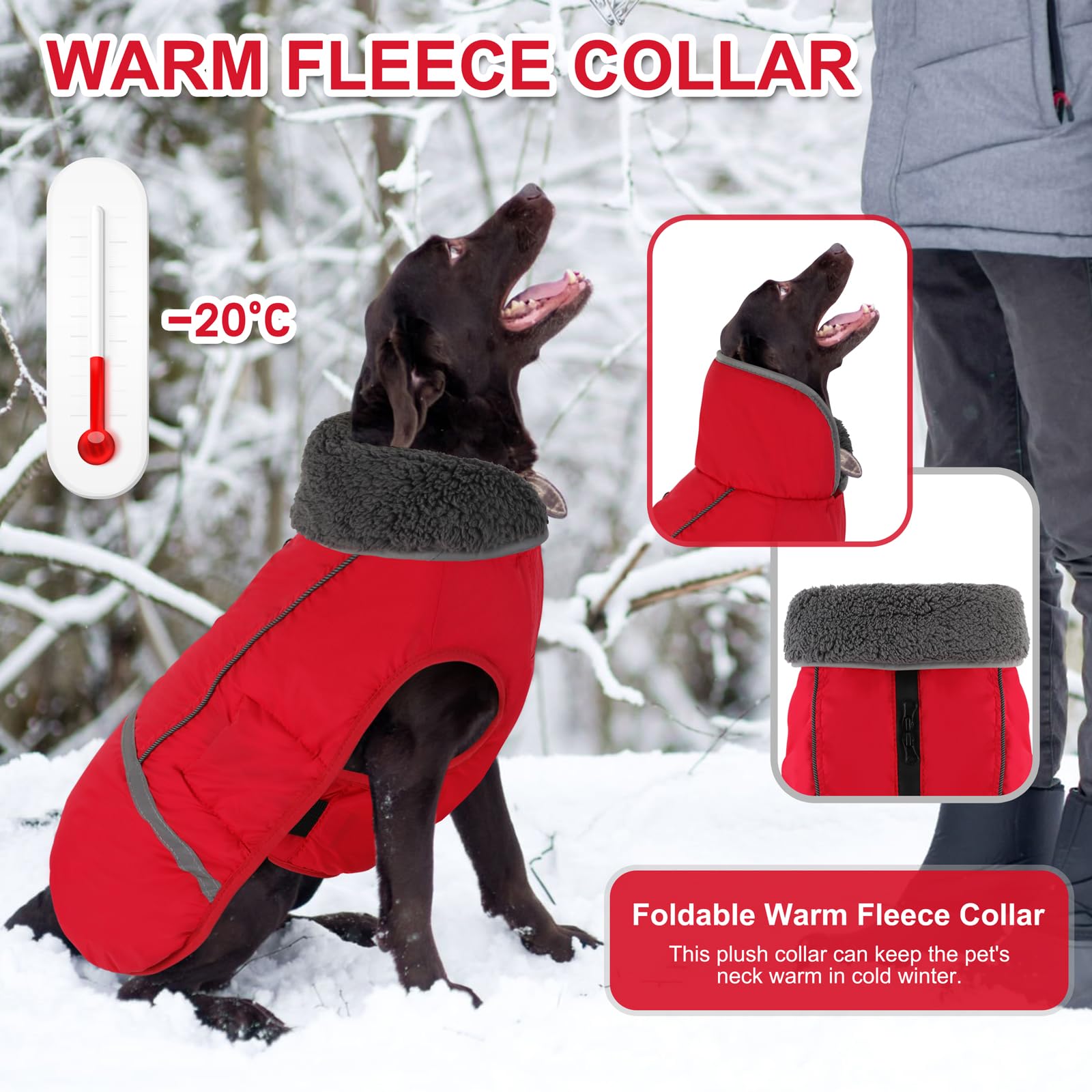 Doglay dog coat close-up fleece lining for extra warmth.