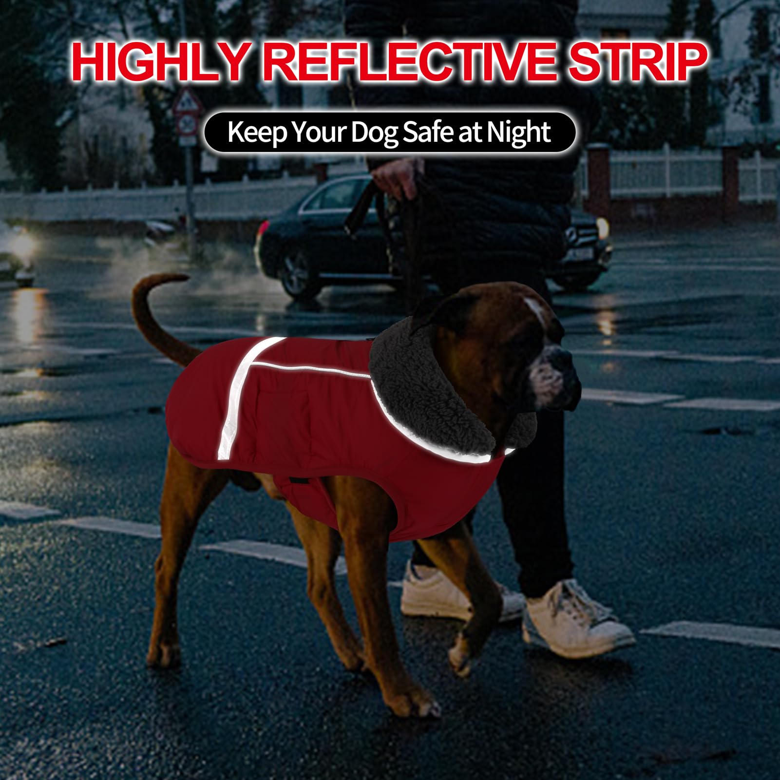 Doglay dog coat elastic leg straps keep it in place during movement.