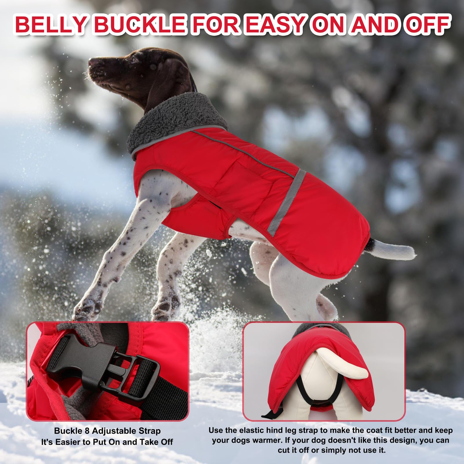 Doglay dog coat waterproof zipper with interior strip to prevent hair snag.