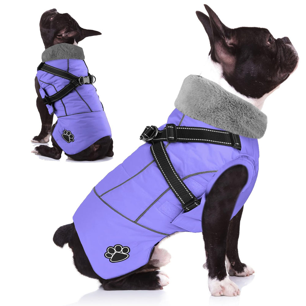 Doglay dog coat with harness back view showing integrated harness for secure walking