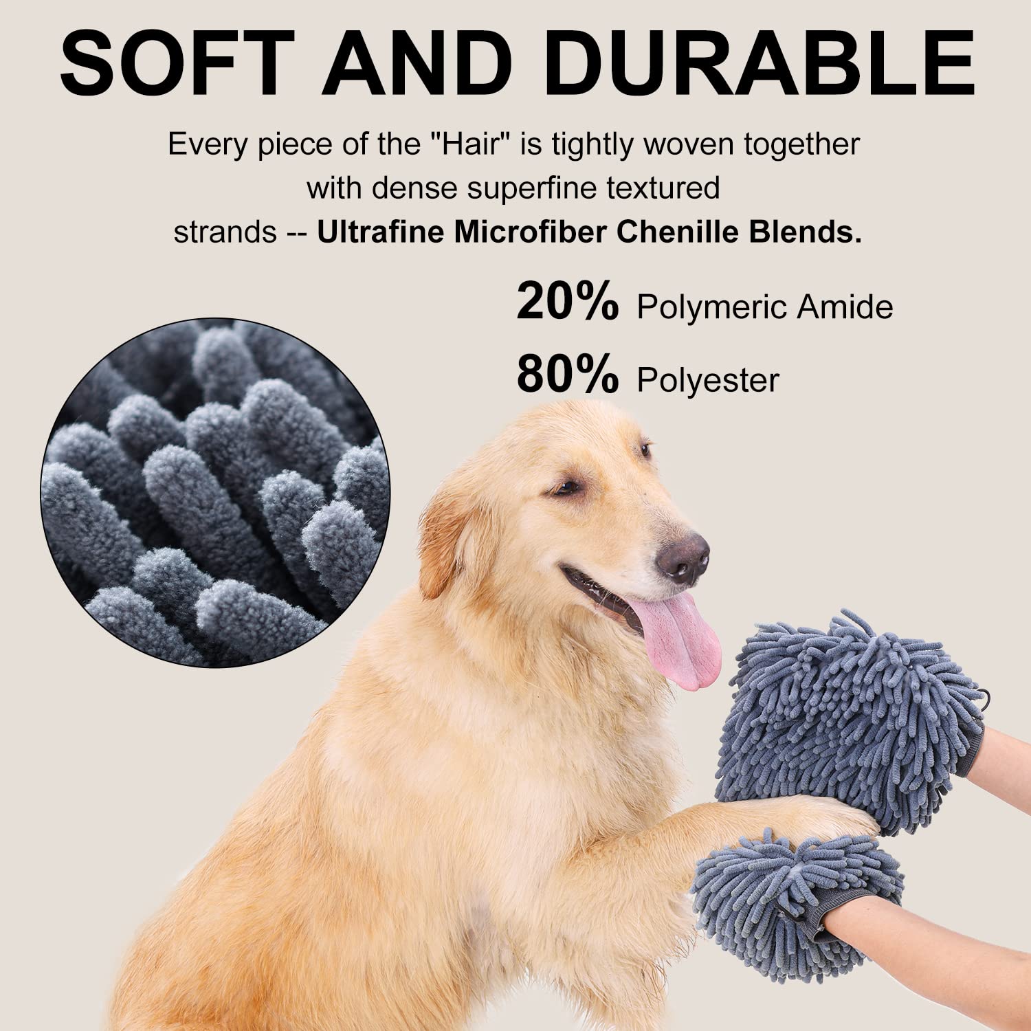 DogLemi Dry Bath Gloves machine washable with color retention