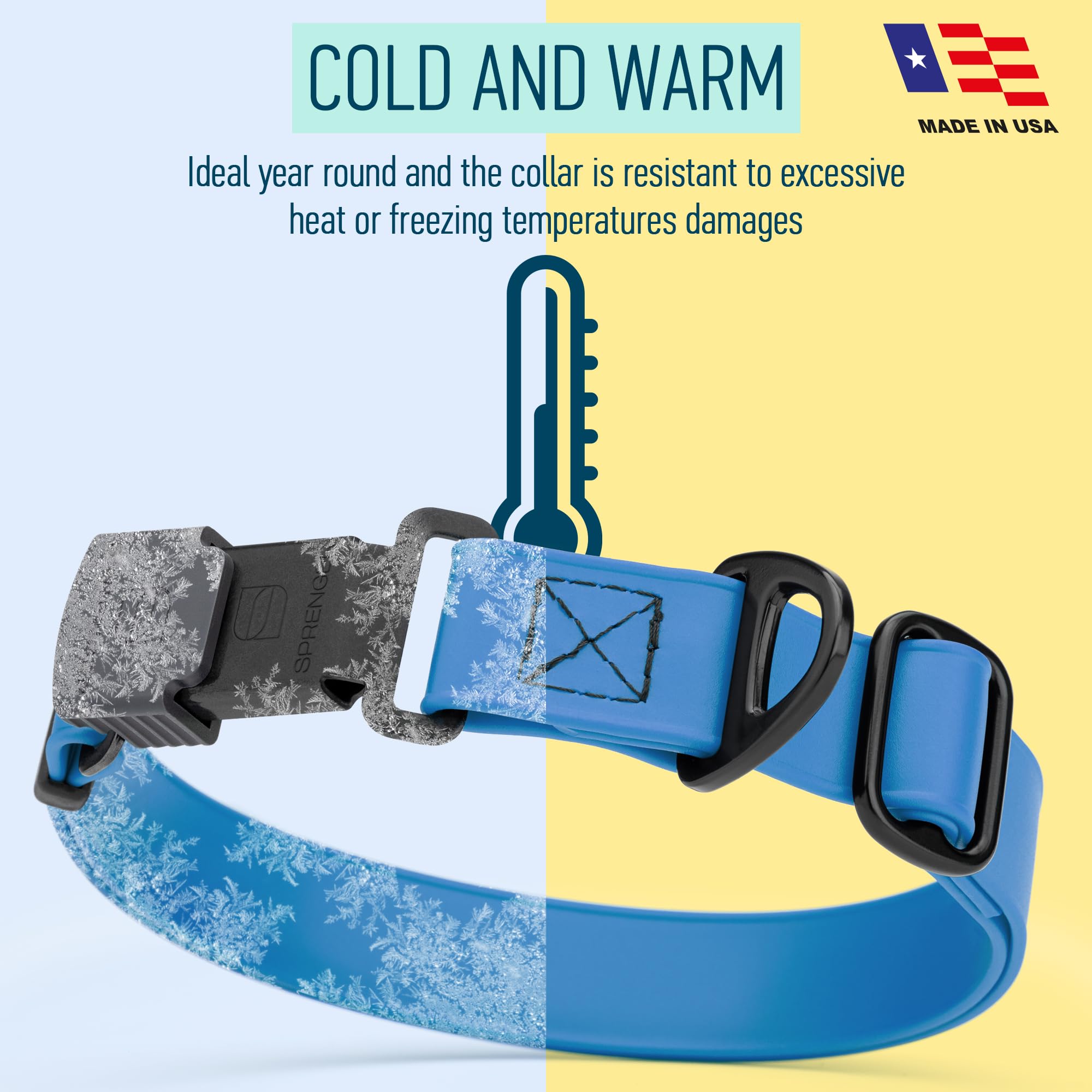 Dogline collar designed for all-weather wear with water resistance