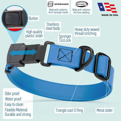 Dogline heavy-duty 1-inch blue collar for versatile sizing during daily adventures