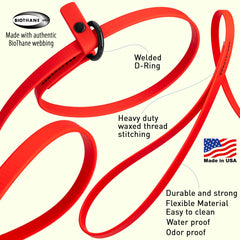 Dogline Biothane Slip Leash closeup of durable material for outdoor use.