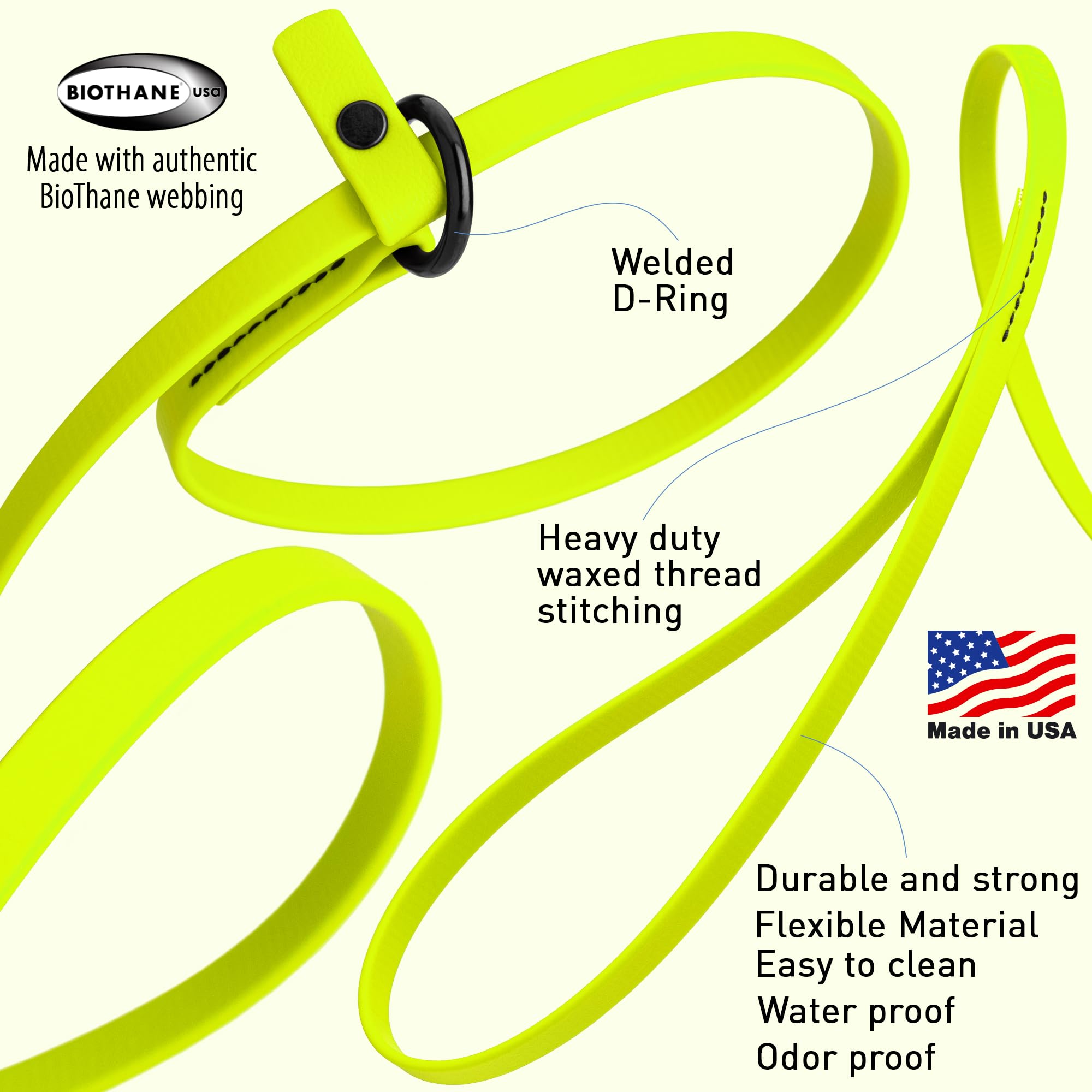 Dogline Biothane Slip Leash worn on a dog for compact no-collar use.