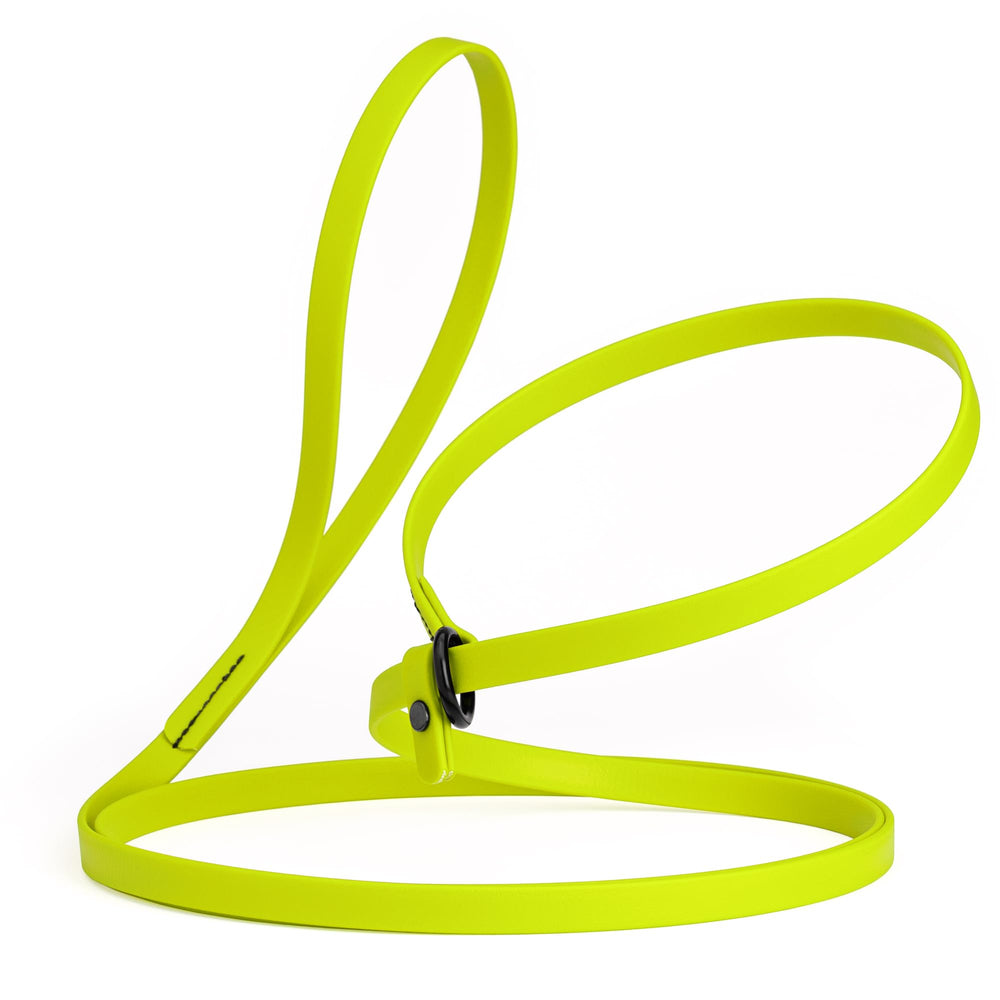 Dogline Biothane Slip Leash rolled for compact storage and quick setup.