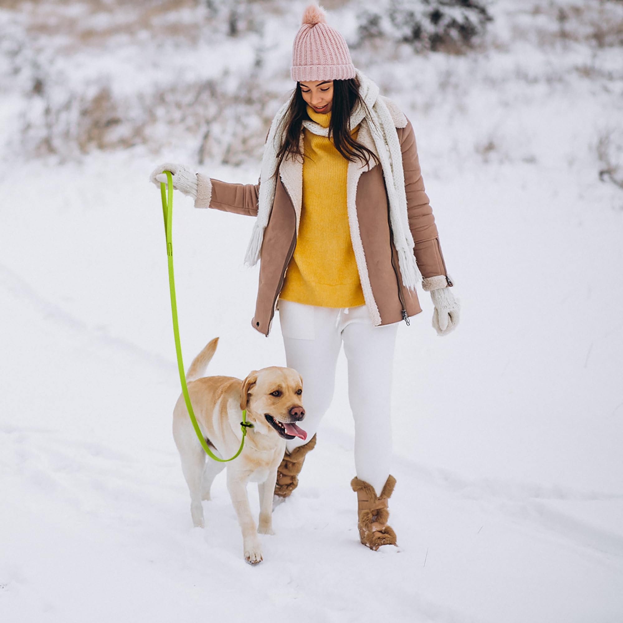 Dogline Biothane Slip Leash in safety yellow offers high visibility.