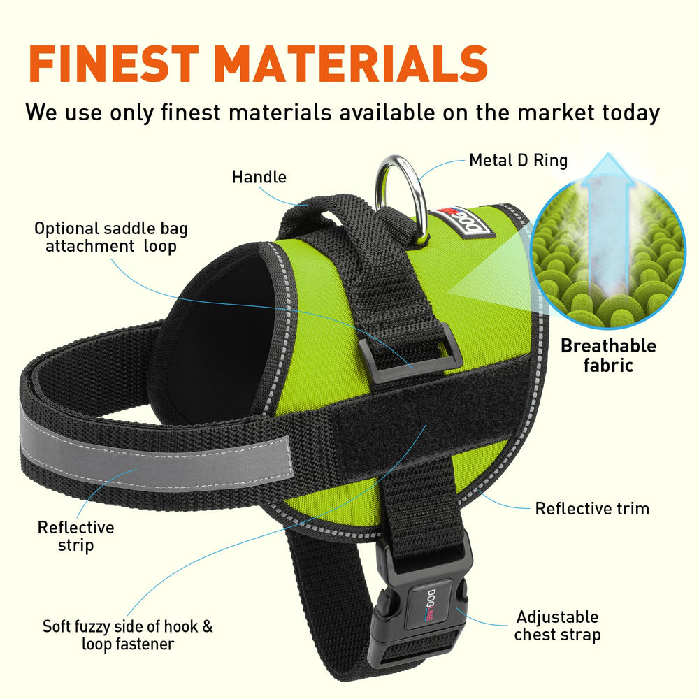 Dogline adjustable vest ensures snug fit for various dog sizes.