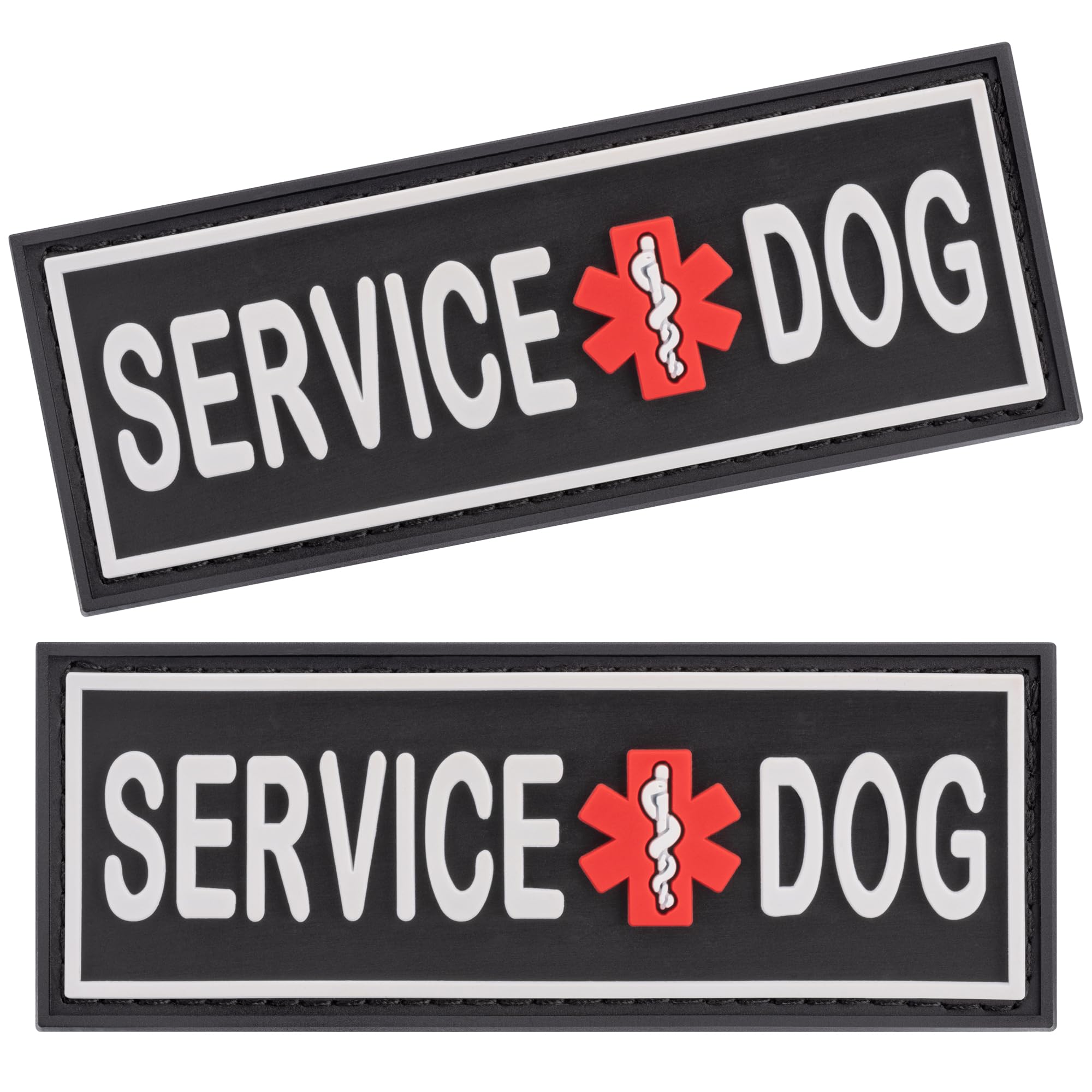 Dogline service dog patch on harness—durable 3D design for clear identification.