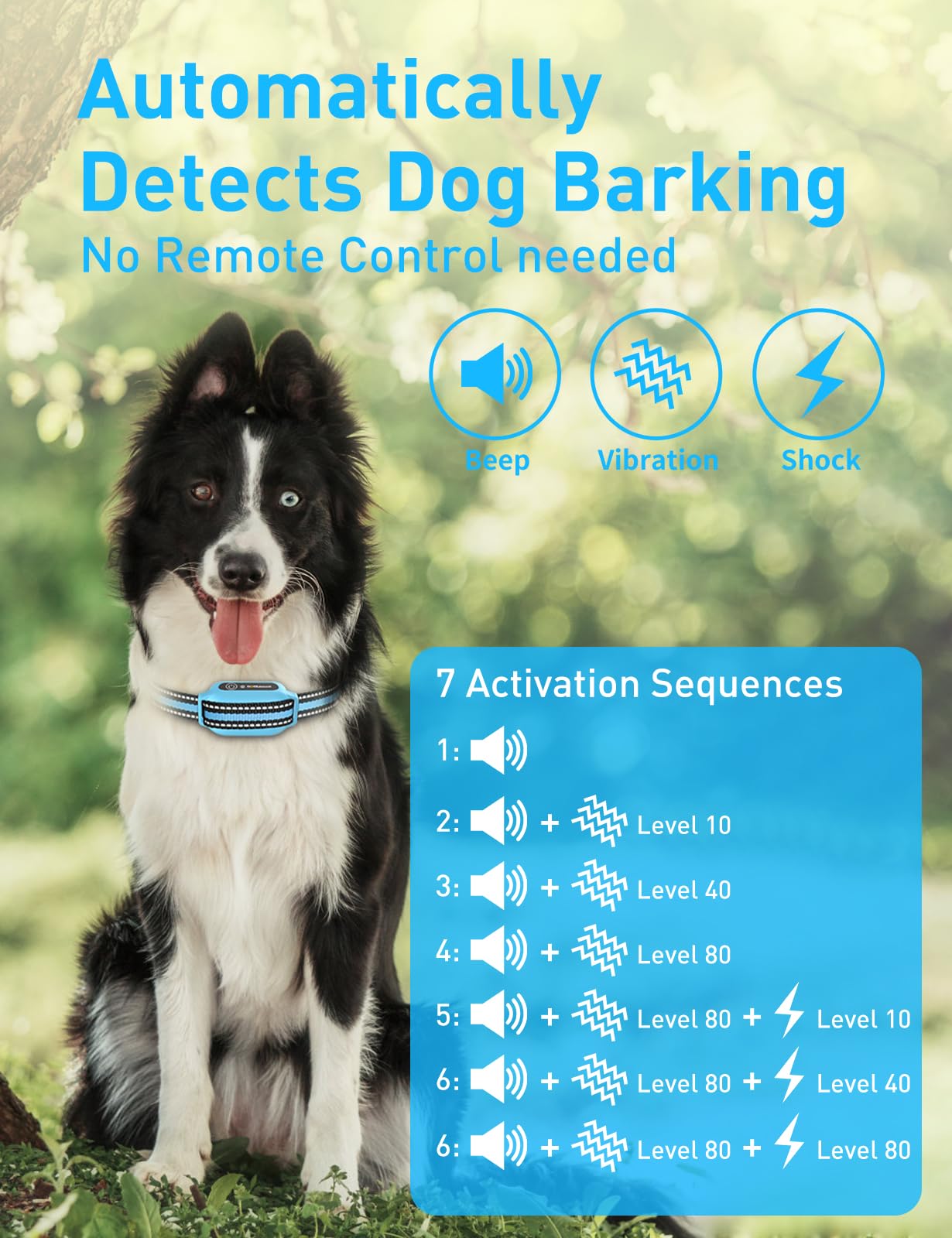 DOGLinsen training modes beep, vibration, and shock support indoor training sessions.