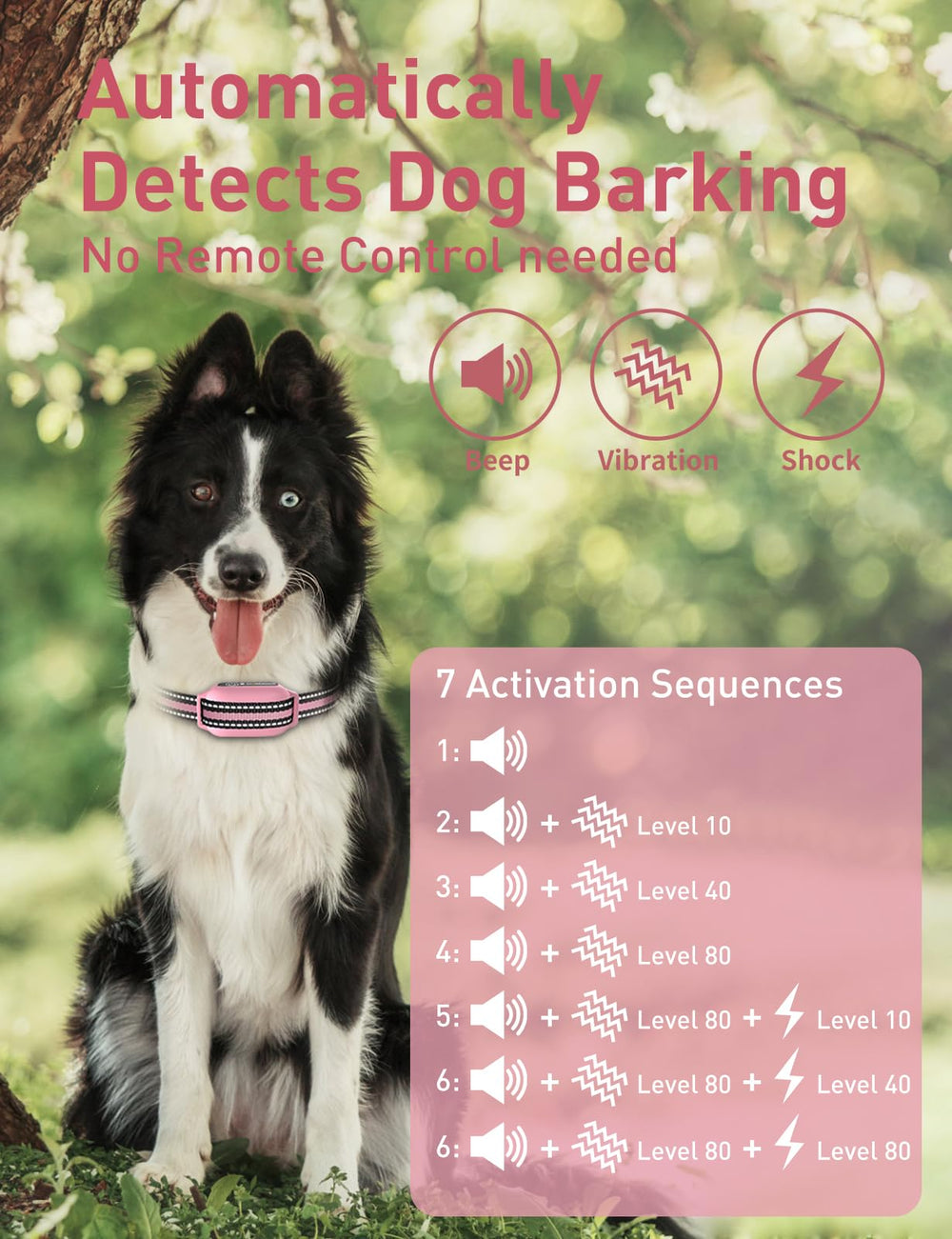DOGLinsen vibration beep and shock settings for customizable training