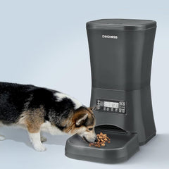 DOGNESS automatic feeder timer setup demonstrates precise meal scheduling for pets.