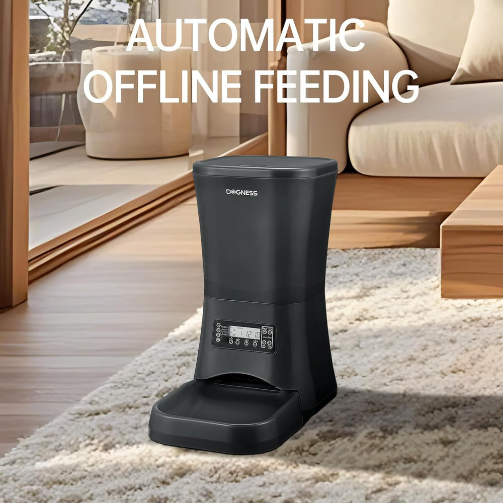 DOGNESS dual-power-supply keeps feeding on schedule during outages.