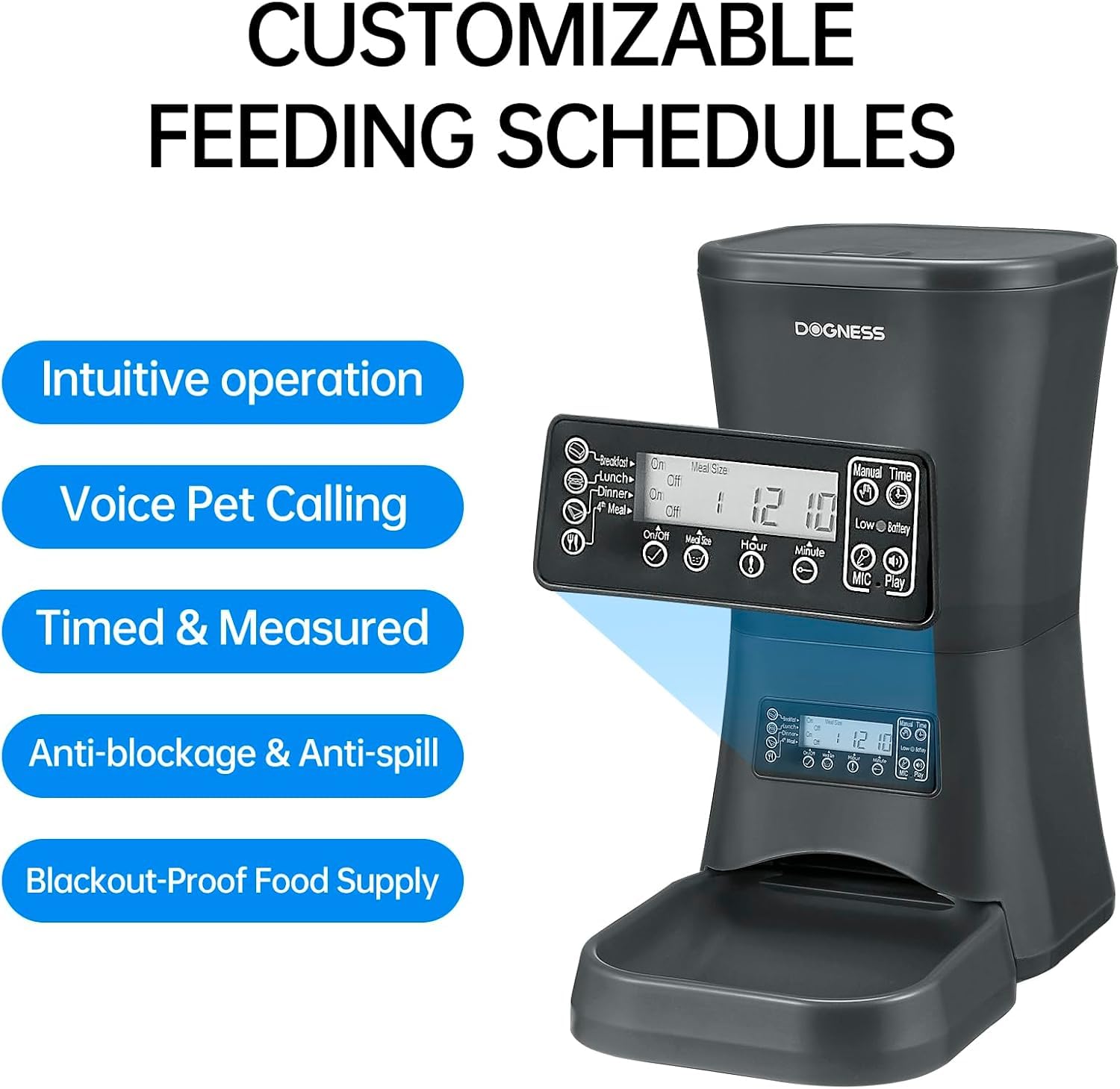 DOGNESS easy LCD setup makes daily programming quick and clear.