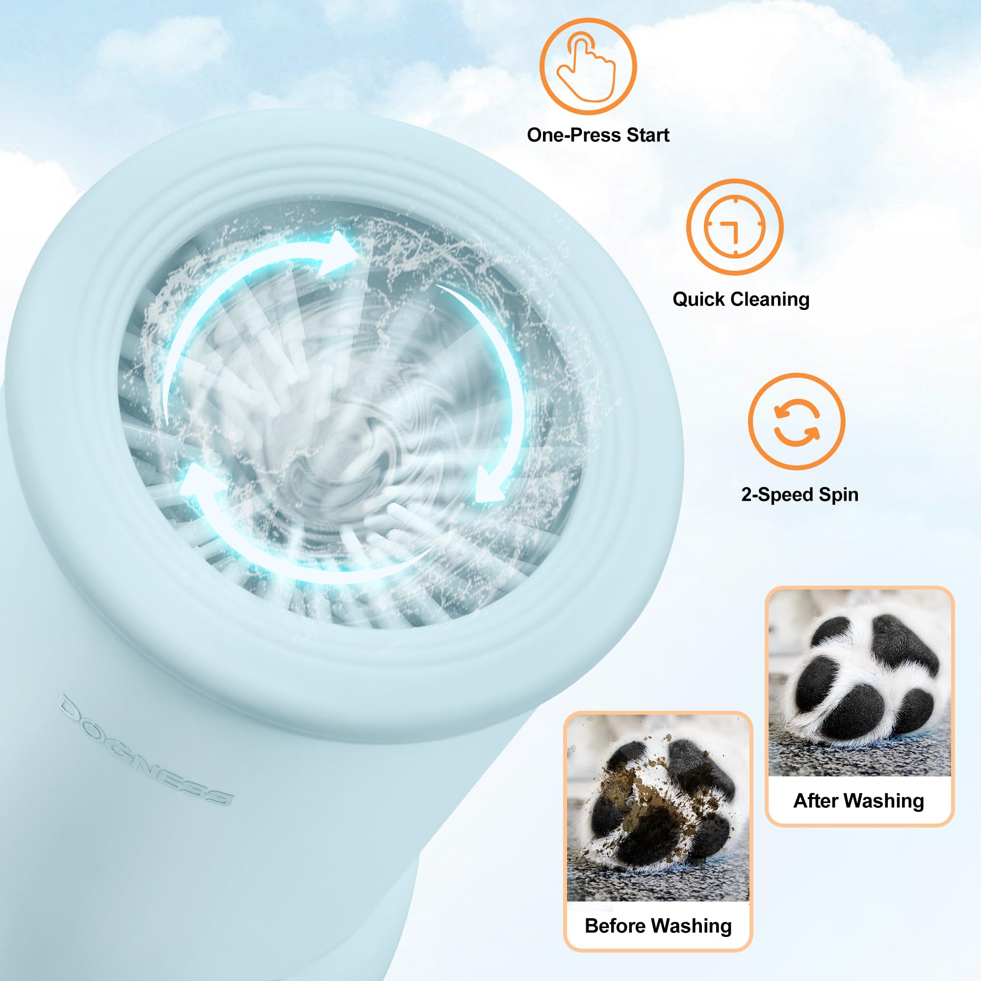 DOGNESS W01 bristles inside deliver gentle, pet friendly cleaning for muddy paws.