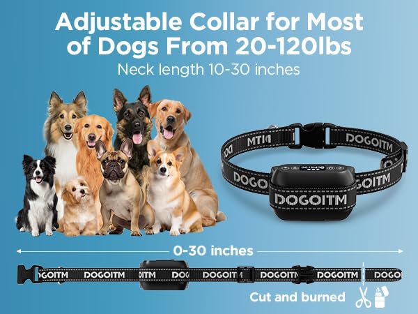 DOGOITM adjustable collar fits 10-28 inches for comfortable containment.