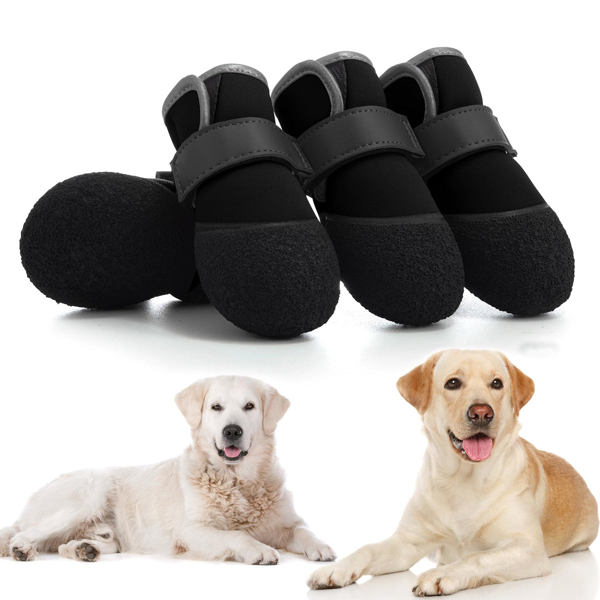 DOGOYS dog shoes outdoor booties in black with rugged sole for winter traction.