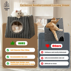 Dogpals cat house with fluffy balls provides playful enrichment for curious cats.