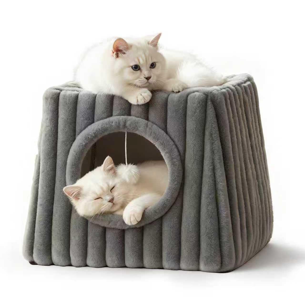 Dogpals Indoor Cat House large bed cave offers a cozy elevated retreat for indoor cats.
