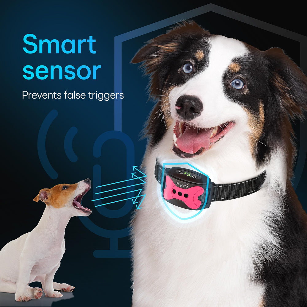 DogRook microphone detail detects barking for tailored, non-shock feedback.