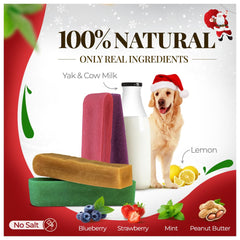 Dogsee Festive blueberry chew closeup highlighting tasty yak cheese treat.
