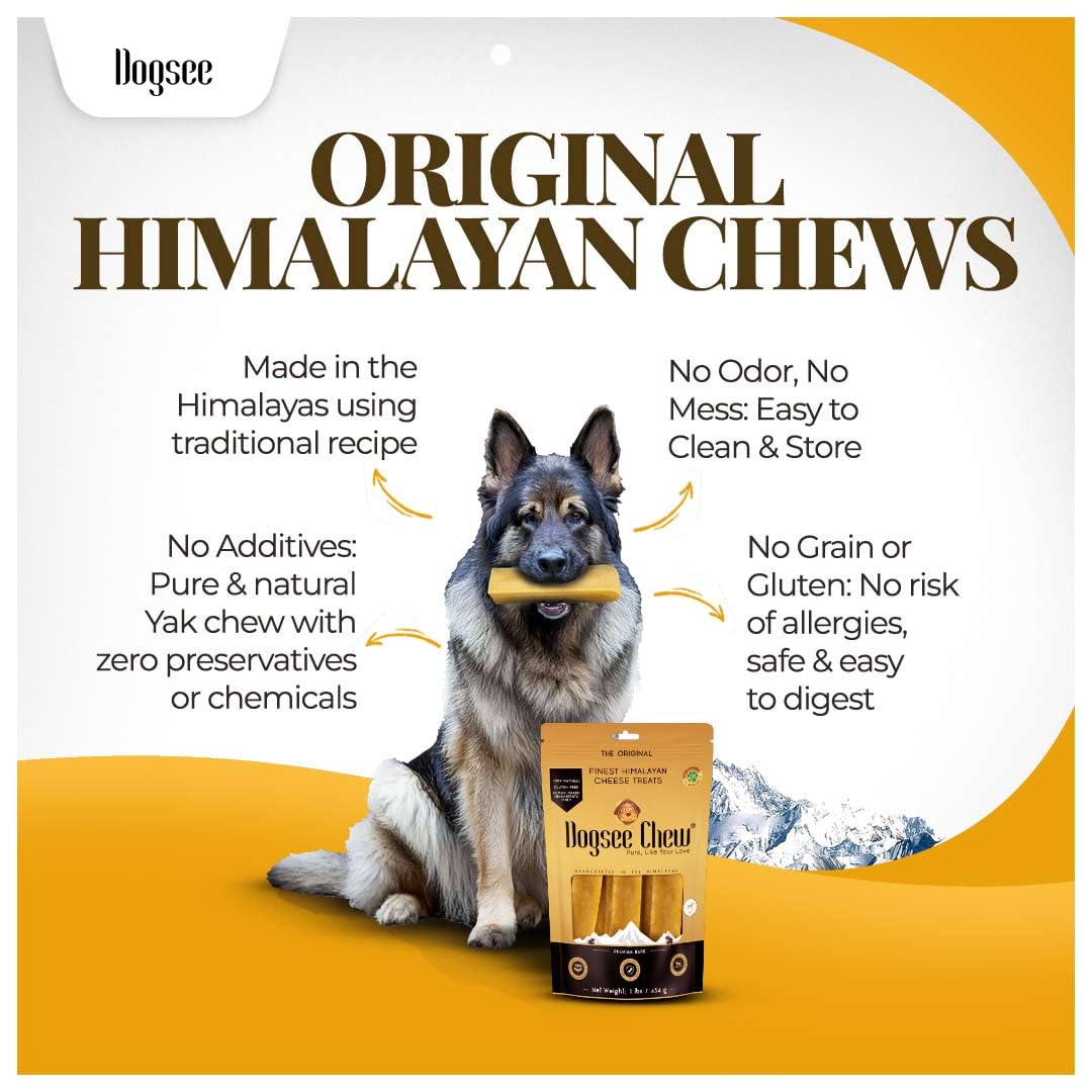 Dogsee Original Himalayan Yak Chews 12-bars display — natural ingredients for chewing