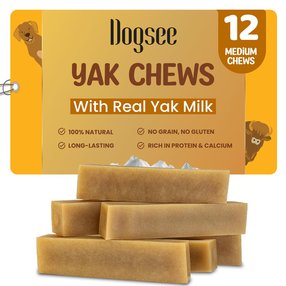 Dogsee Original Himalayan Yak Chews 2lb bar pack — long-lasting chew