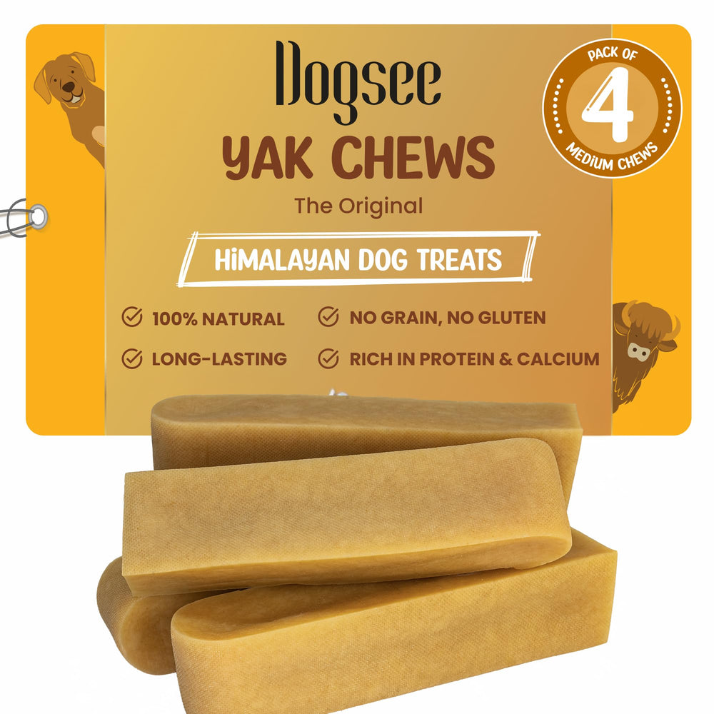Dogsee Original Himalayan Yak Chews packaging highlighting natural ingredients.