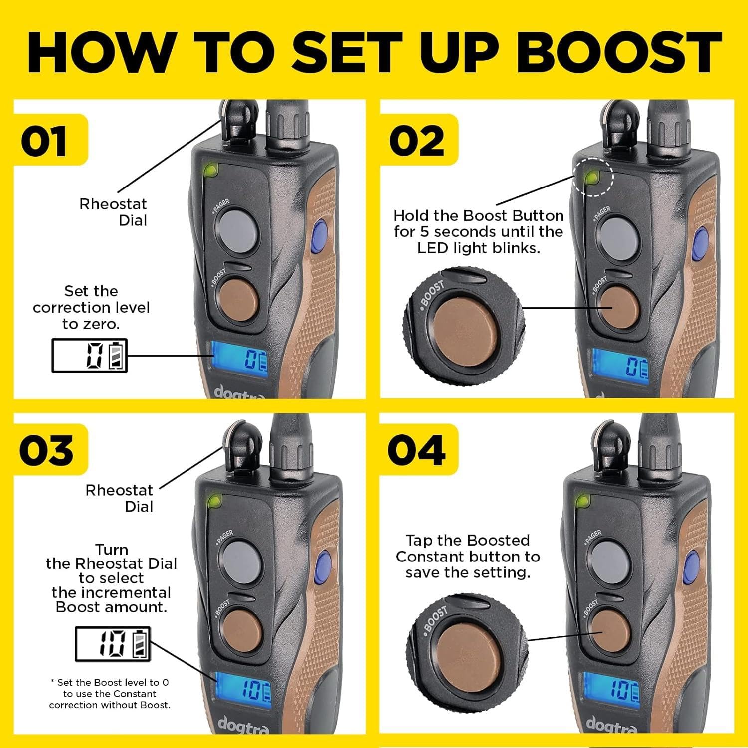 Dogtra 1900S Boost and Lock system reduces accidental changes during training