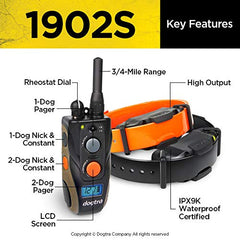 Dogtra 1902S LCD screen showing battery status and levels