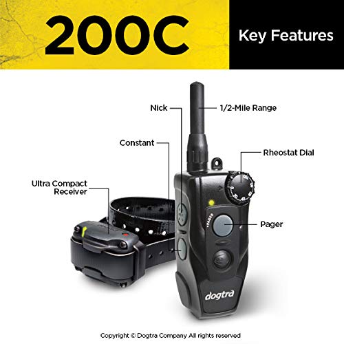 Dogtra 200C 100-levels dial enables fine-tuned stimulation for sensitive dogs.