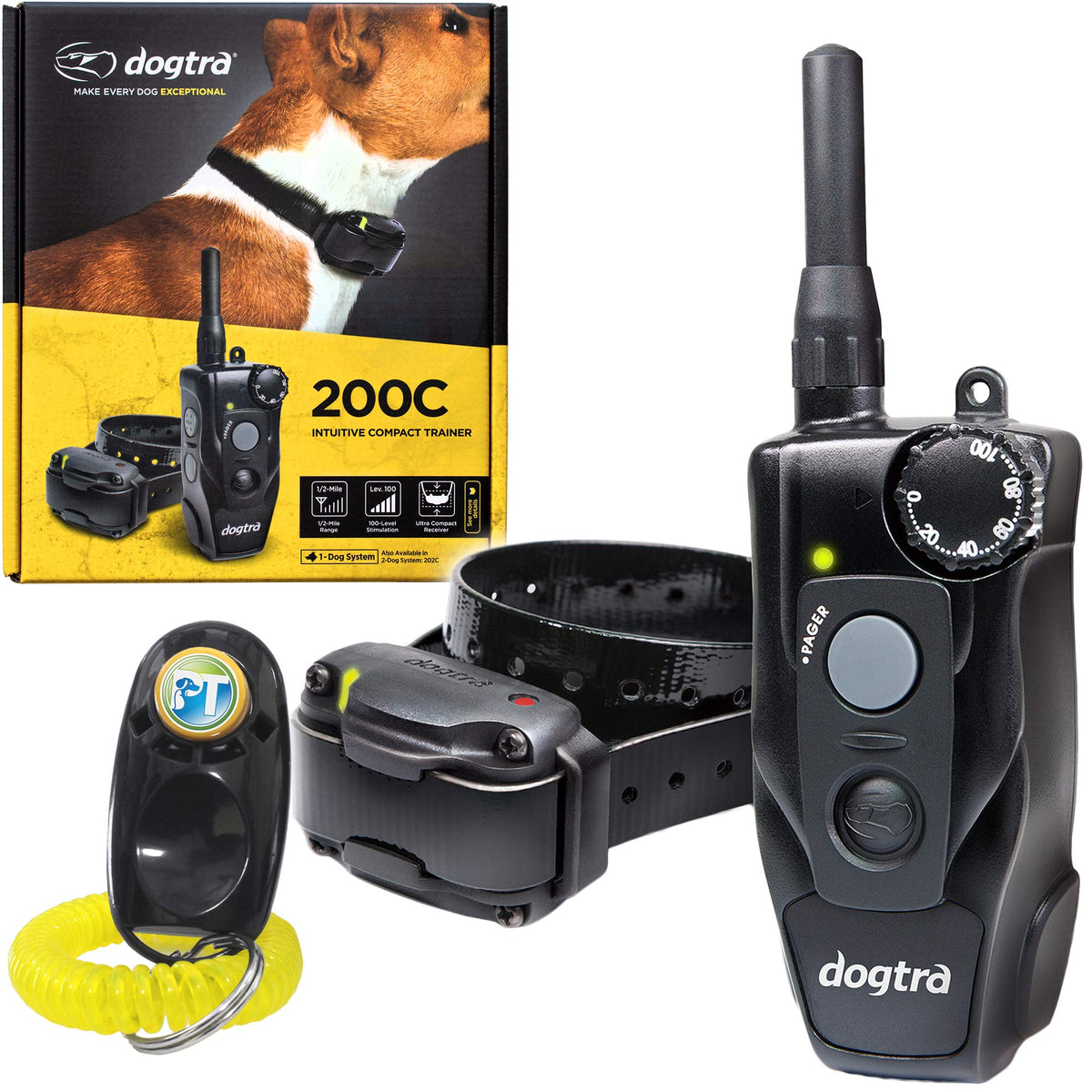 Dogtra 200C remote transmitter with precise control for backyard training.