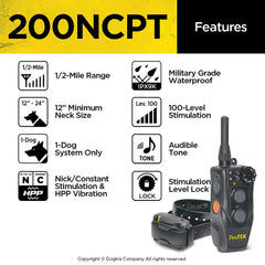 Dogtra 200NCPT receiver collar demonstrated on dog for durable use