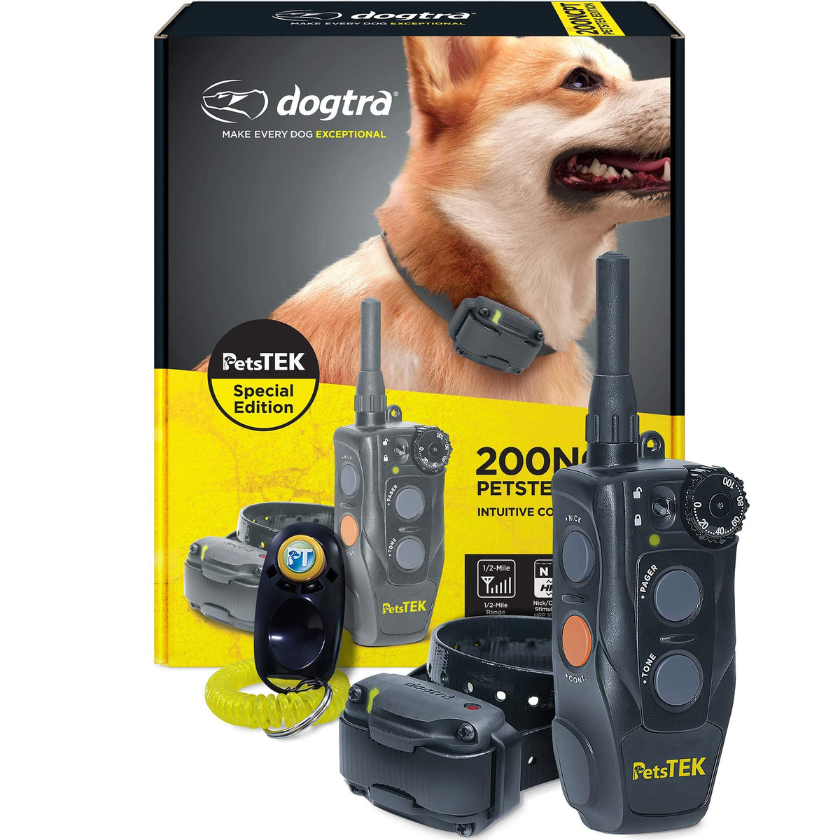 Dogtra 200NCPT remote transmitter shown for precise remote training up to half a mile