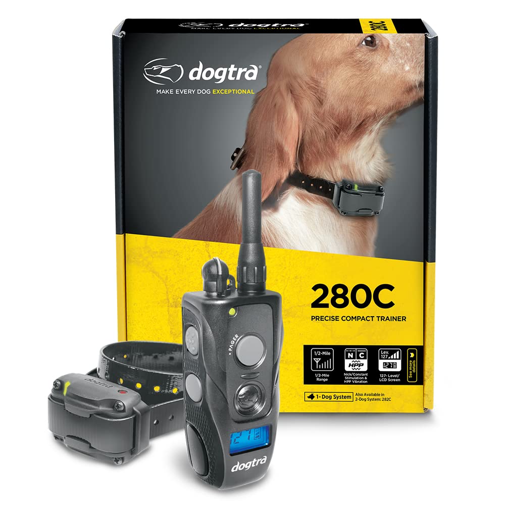 Dogtra 280C waterproof e-collar LCD screen enables precise control during training.