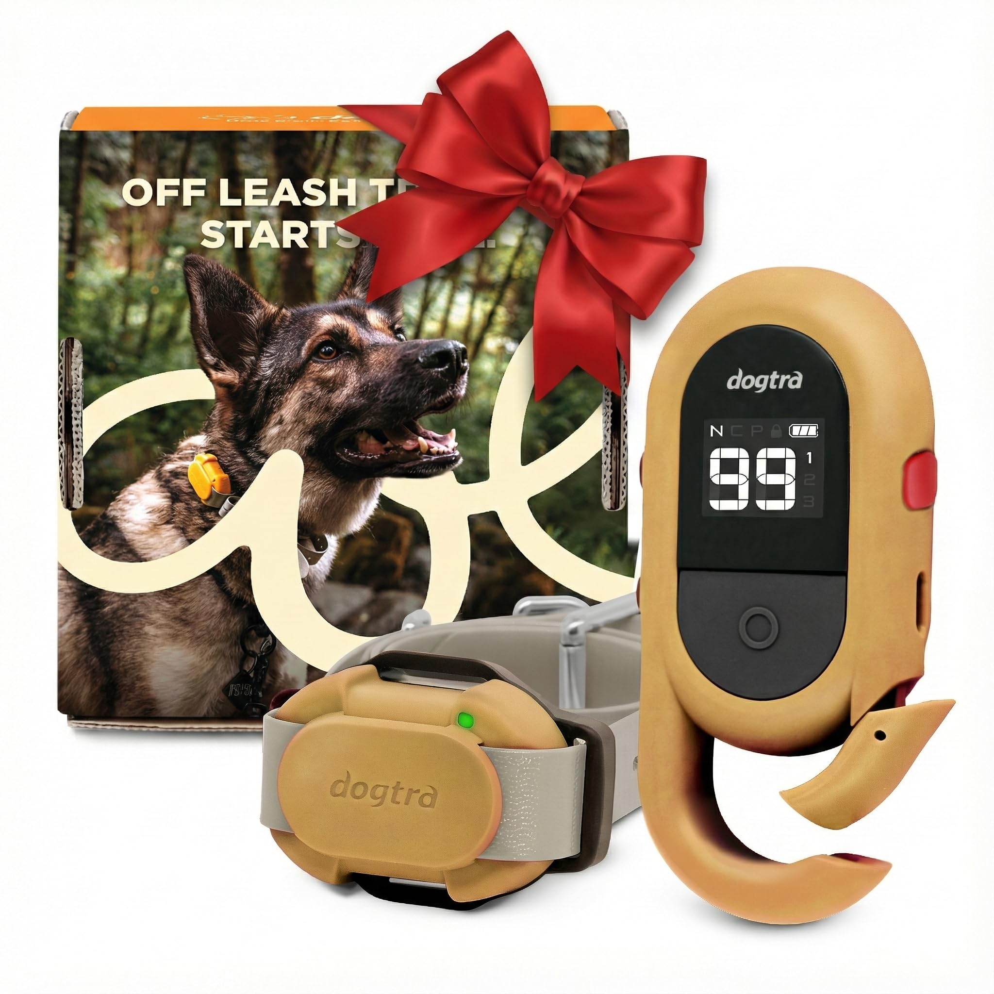 Dogtra CUE Gen 2 tan remote front view ideal for precise off-leash training.