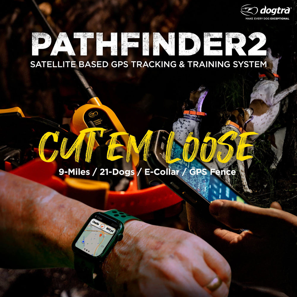 Dogtra Pathfinder 2 GPS handheld transmitter displaying live tracking