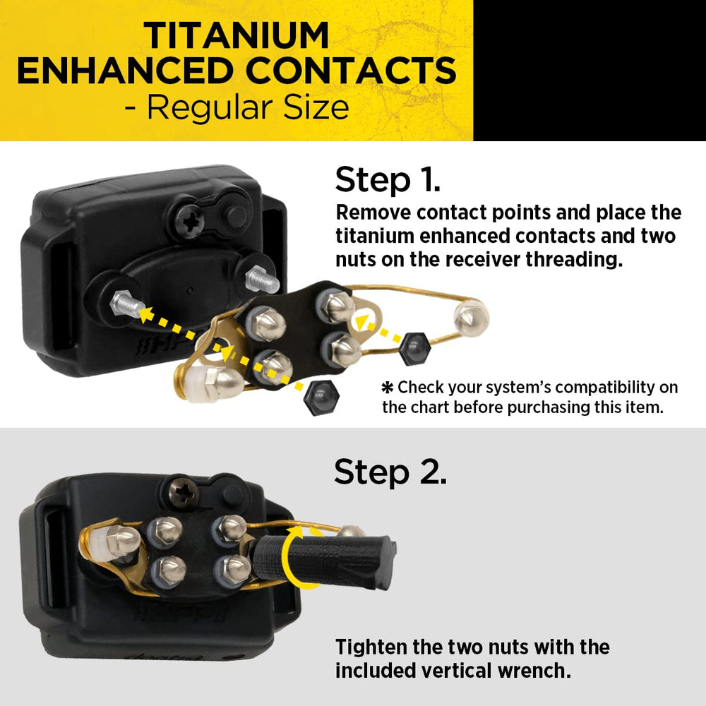 Dogtra titanium enhanced winged contact points flexi fin detail improving contact distribution.