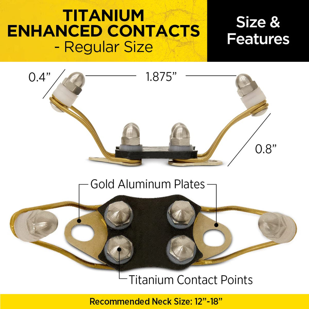 Dogtra titanium enhanced winged contact points six-point design closeup for reliable contact.