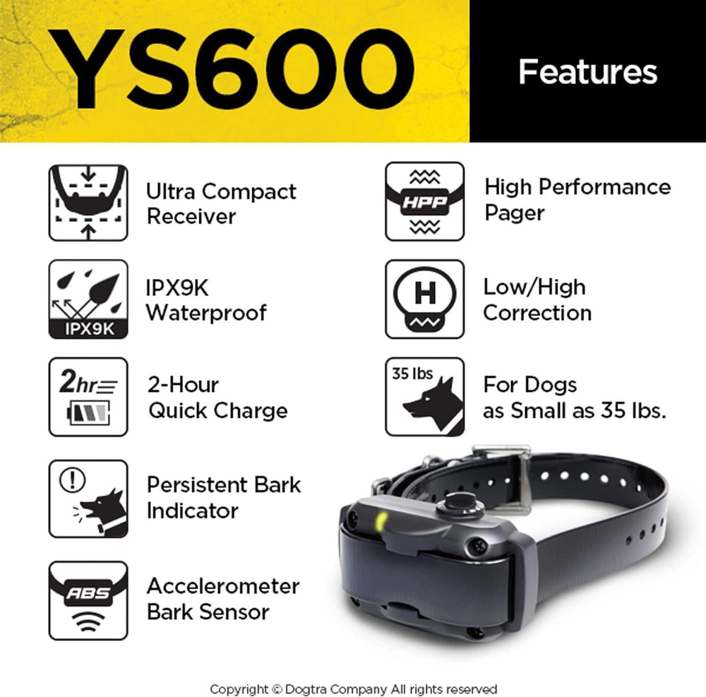 Dogtra YS600 accelerometer sensor reduces false corrections in noisy environments.
