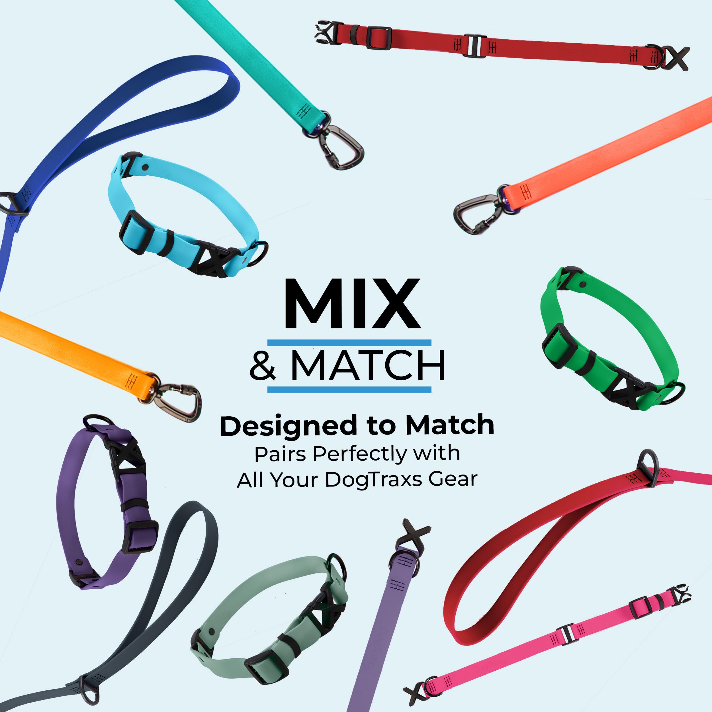 DogTraxs teal leash neighborhood walk use offers confident control.